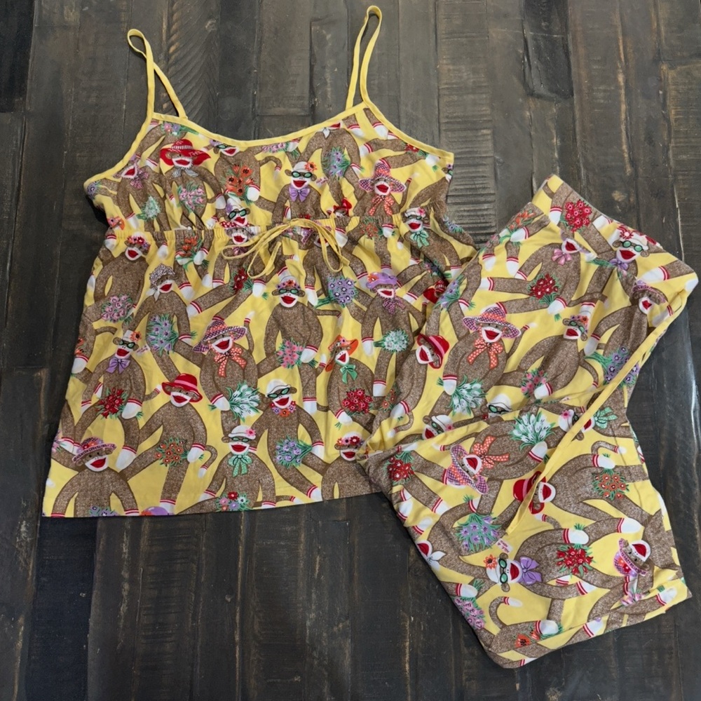 Nick & Nora Vintage Summer Sock Monkey Pajama Set